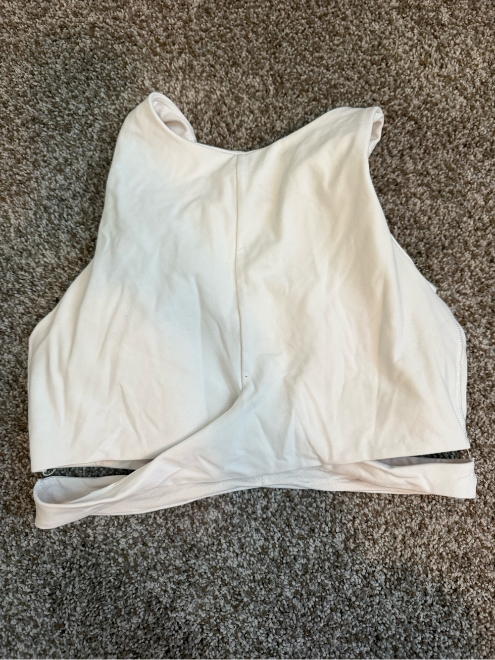 Athleta Ivory High-Neck Cropped Sports Bra